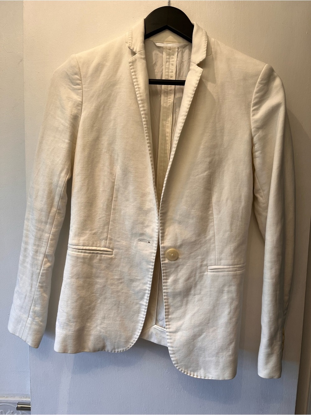 Massimo Dutti White Single-Button Blazer